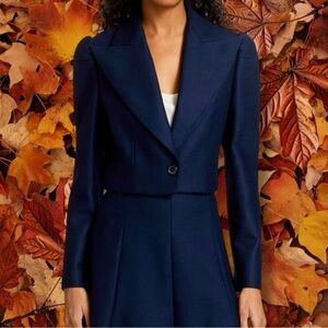 NWOT Michael Kors Collection ‘Spencer’ Cropped Blazer in Navy Blue “Midnight” 6